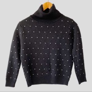 Timo Weiland Black Knit Polka Dot Merino Wool Turtleneck Sweater M